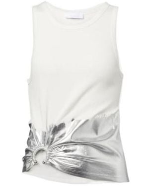 Rabanne Gathered Cotton-Blend Tank Top - White