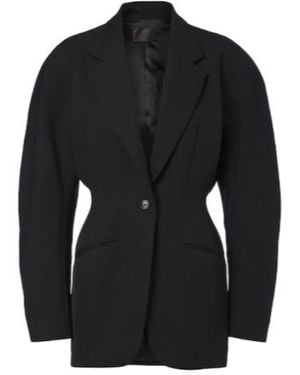 Mugler Virgin Wool Grain De Poudre Blazer - Black