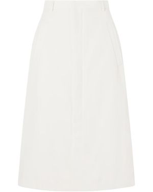 AURALEE Solid-Color Midi Skirt - White