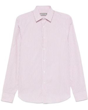 Canali Striped Cotton Shirt - Pink