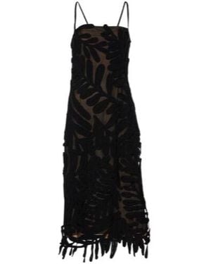 Oscar de la Renta Cotton Crochet Midi Dress - Black