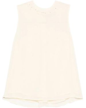 forte_forte Crystal-Embellishment Top - Natural
