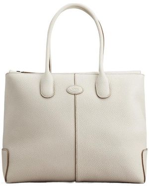 Tod's Di Logo Stamp Large Tote Bag - White