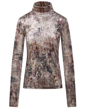 Pierre Louis Mascia Ranat Printed Turtleneck Top - Brown
