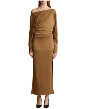KHAITE Junet Draped Maxi Dress - Brown