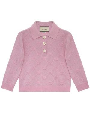 Gucci Gg Metallic Wool Polo - Pink