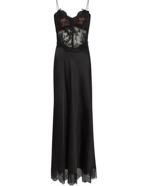 Self-Portrait Lace Satin Dress - Black