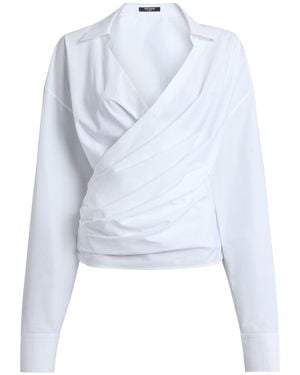 Balmain Wrap V-Neck Top - Blue