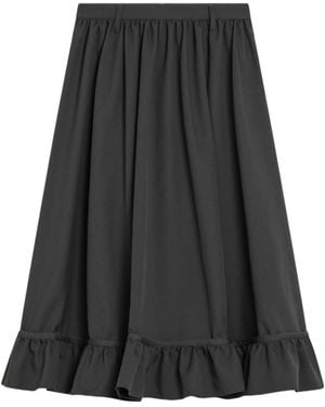 MM6 by Maison Margiela Midi Skirt With Ruffled Flounce Hem - Black