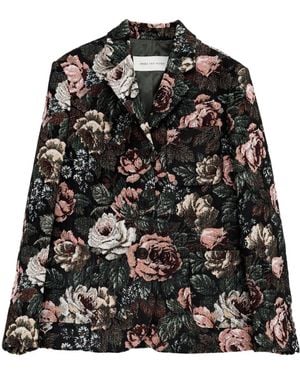 Dries Van Noten Single-Breasted Floral Jacket - Black