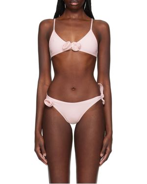 Coperni Floral-Motif Bikini Top - Brown