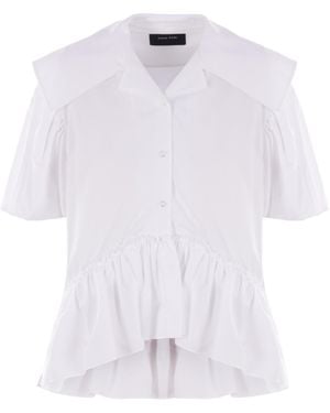 Simone Rocha Sailor-Collar Puff-Sleeves Shirt - White