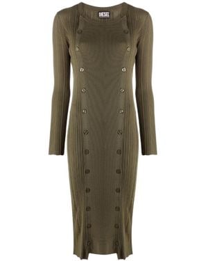 DIESEL Ribbed-Knit Midi Dress - Green