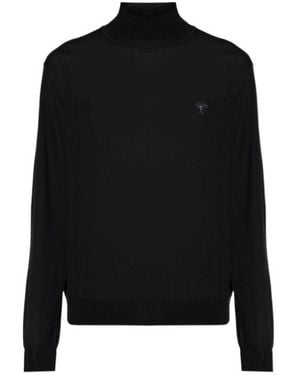 Versace Medusa Embroidered Turtleneck Sweater - Black