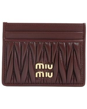 Miu Miu Logo-Lettering Cardholder - Purple
