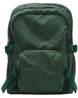 Burberry Checked Jacquard Zipped Backpack - Green