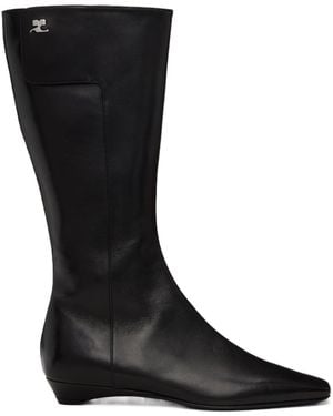 Courreges Logo-Plaque Boots - Black