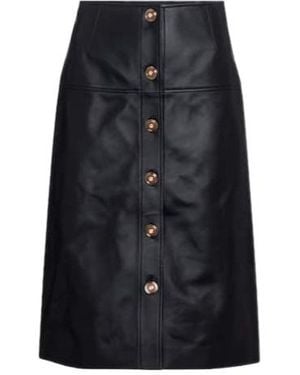 Gabriela Hearst Leather Midi Skirt - Black