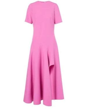 Oscar de la Renta Draped Wool-Blend Midi Dress - Pink