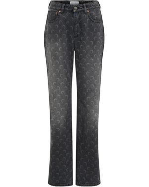 Marine Serre Moon Laser Wash Denim Straight Jeans - Grey