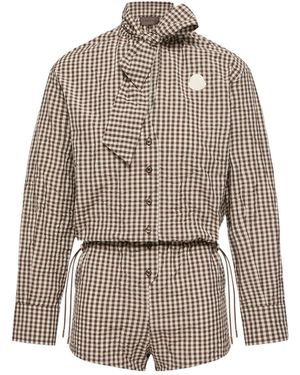 Moncler Vichy Romper With Bow - Multicolour