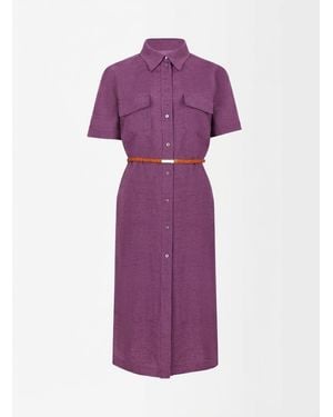 Gucci Short-Sleeved Midi Shirt Dress - Purple