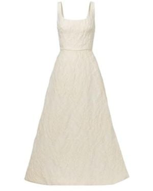 Monique Lhuillier Floral Jacquard Gown - White