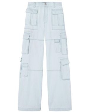 Versace Mid-Rise Wide-Leg Cargo Jeans - Blue