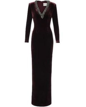 Roland Mouret Embellished Velvet Gown - Black