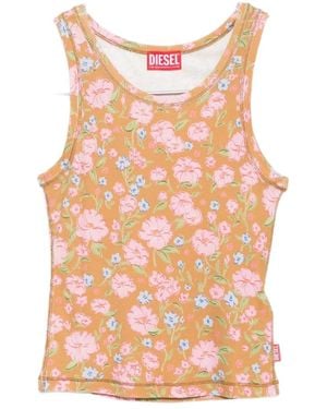 DIESEL Floral Print Ribbed Top - Pink
