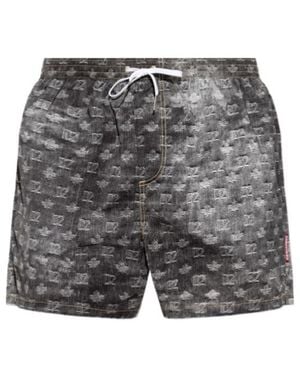 DSquared² Printed Swim Trunks - Grey