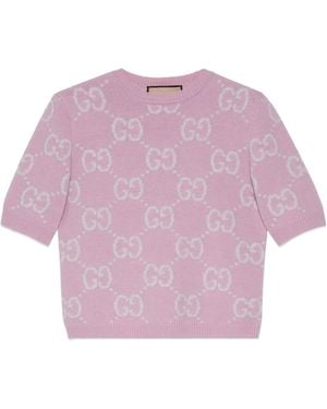 Gucci Gg-Intarsia Wool Top - Pink