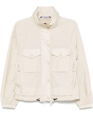 Moncler Grenoble High-Neck Drawstring Coat - Natural