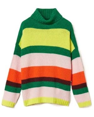Twinset Striped Roll-Neck Jumper - Green