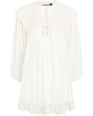 RIXO London Embroidered Cotton Mini Dress - White