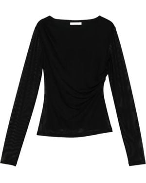Patrizia Pepe Mesh Long-Sleeve Top - Black