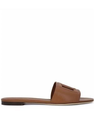 Dolce & Gabbana Millennials Logo Detailed Slides - Brown