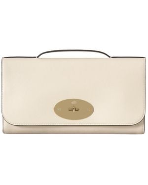 Mulberry Twist Block Foldover Top Clutch Bag - Natural