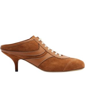 Dries Van Noten 65 Leather-Trimmed Suede Mules - Brown