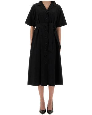 Aspesi V-Neck Belted Dress - Black