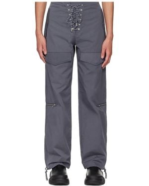 Dion Lee Lace-Up Twill Cargo Trousers - Blue