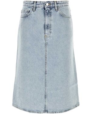 TOTEME Totême Mid-Rise Denim Midi Skirt - Blue
