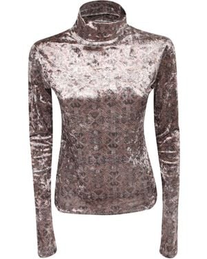 Pierre Louis Mascia Geometric High-Collar Jumper - Brown