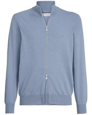 Brunello Cucinelli Zip Long-Sleeved Cardigan - Blue