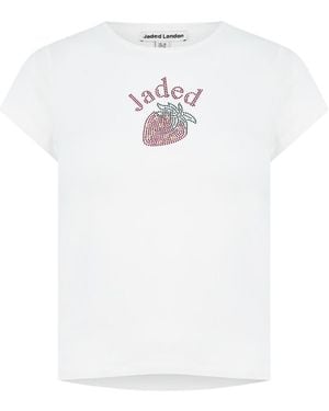 Jaded London Crystal Embellished Crew Neck T-Shirt - White