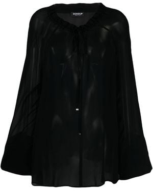 Dondup Tie-Neck Semi-Sheer Blouse - Black