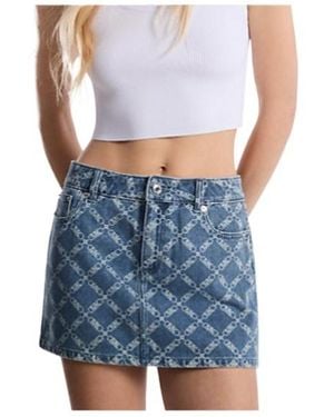 MICHAEL Michael Kors Empire Diamond Print Denim Skirt - Blue