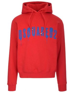 DSquared² Logo-Print Cotton Hoodie - Red