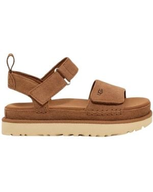 UGG Thick-Soled Flat-Heeled Sandals - Brown