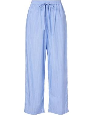 The Row Orien Striped Cotton Wide-Leg Trousers - Blue